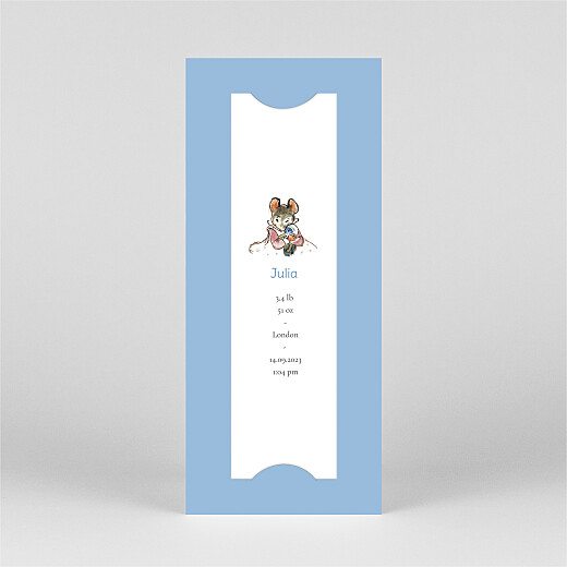 Baby Thank You Cards Ernest and Célestine I (bookmark) Blue - View 3