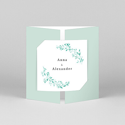 Watercolour crown (classic gatefold) green rustic wedding invitations Watercolour crown (classic gatefold) green rustic wedding invitations