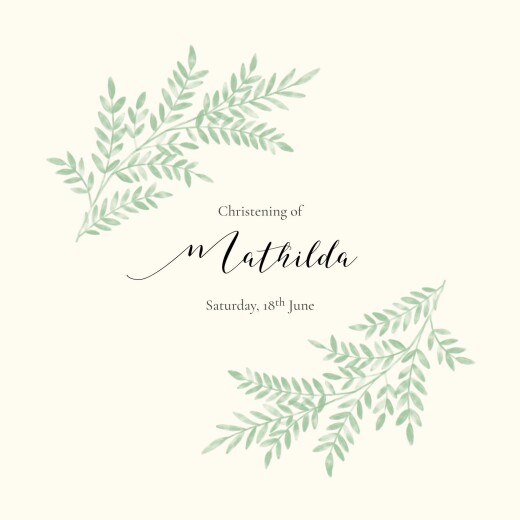 Christening Invitations Sweet melody Green - Front