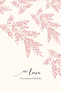 Sweet melody pink christening menus Sweet melody pink christening menus