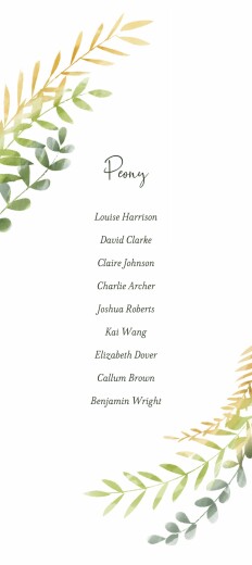 Wedding Table Plan Cards Enchanted Green - Front