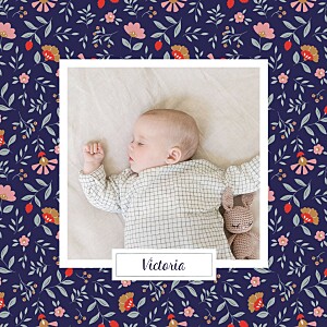 Flora (4 pages) midnight blue modern baby thank you cards Flora (4 pages) midnight blue modern baby thank you cards