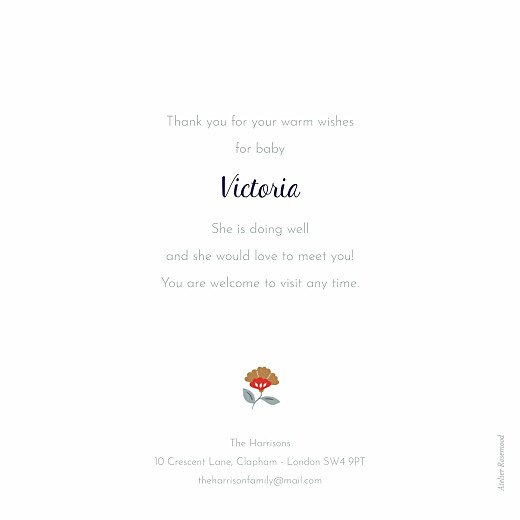 Baby Thank You Cards Flora (4 pages) Midnight blue - Page 3