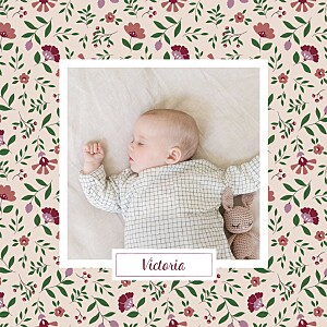 Flora (4 pages) green pink baby thank you cards Flora (4 pages) green pink baby thank you cards