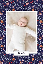 Baby Thank You Cards Flora (4 pages) Midnight blue