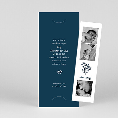 Verdure bouquet (bookmark) blue christening invitations Verdure bouquet (bookmark) blue christening invitations