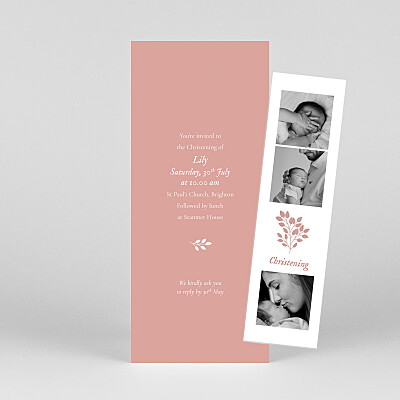 Verdure bouquet (bookmark) pink pink christening invitations Verdure bouquet (bookmark) pink pink christening invitations