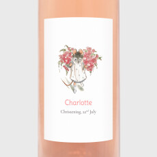 Christening Wine Labels Ernest and Célestine Pink