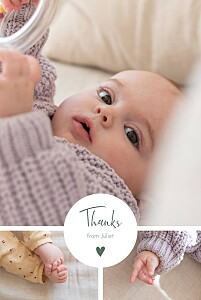 Heart medallion (portrait) green baby thank you cards Heart medallion (portrait) green baby thank you cards