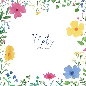 Floral frame (4 pages) multicolor spring baby announcements Floral frame (4 pages) multicolor spring baby announcements