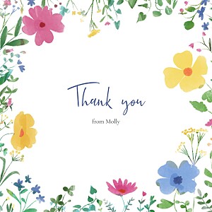 Floral frame (4 pages) multicolor baby thank you cards Floral frame (4 pages) multicolor baby thank you cards
