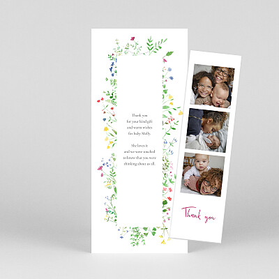 Floral frame (bookmark) multicolored green baby thank you cards Floral frame (bookmark) multicolored green baby thank you cards