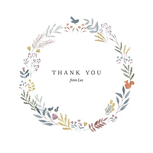 Woodland wreath (4 pages) white white baby thank you cards Woodland wreath (4 pages) white white baby thank you cards