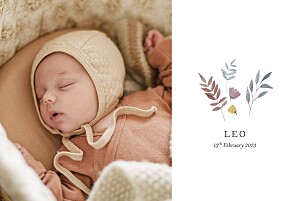 Woodland wreath (landscape) 4 pages white white baby thank you cards Woodland wreath (landscape) 4 pages white white baby thank you cards