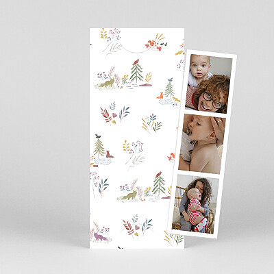 Watercolour woodland (bookmark) white white baby thank you cards Watercolour woodland (bookmark) white white baby thank you cards