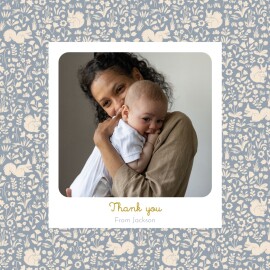 Baby Thank You Cards Liberty Squirrel (4 Pages) Blue