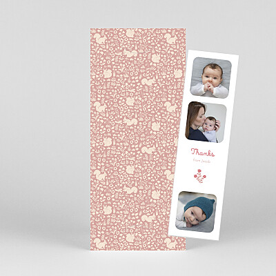 Liberty squirrel (bookmark) pink woodland baby thank you cards Liberty squirrel (bookmark) pink woodland baby thank you cards