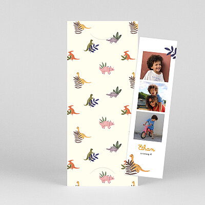 My little dinosaur (bookmark) beige kids party invitations My little dinosaur (bookmark) beige kids party invitations