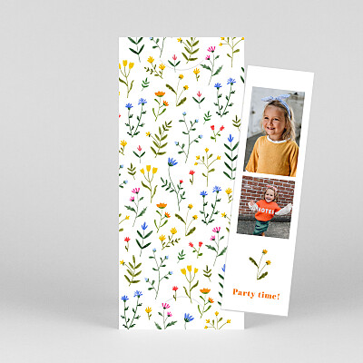 Wildflowers (bookmark) white girls kids party invitations Wildflowers (bookmark) white girls kids party invitations