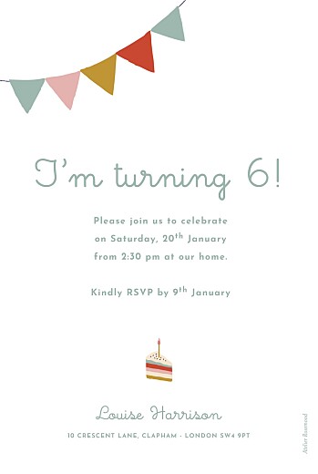 Kids Party Invitations Rainbow Red - Back