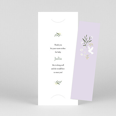 Little dove (bookmark) purple purple baby thank you cards Little dove (bookmark) purple purple baby thank you cards