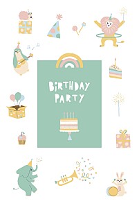 Animal party (photo) pastel girls kids party invitations Animal party (photo) pastel girls kids party invitations