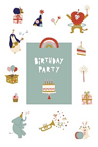 Animal party (photo) red blue kids party invitations Animal party (photo) red blue kids party invitations
