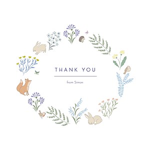 Woodland friends (crown) blue girls baby thank you cards Woodland friends (crown) blue girls baby thank you cards