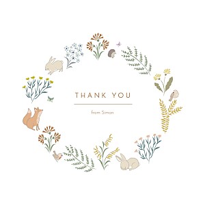 Woodland friends (crown) green green baby thank you cards Woodland friends (crown) green green baby thank you cards
