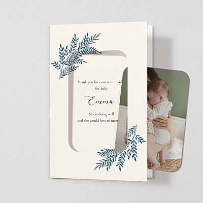 Sweet melody (window) blue girls baby thank you cards Sweet melody (window) blue girls baby thank you cards