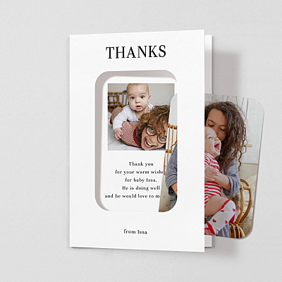 Magazine (window) white white baby thank you cards Magazine (window) white white baby thank you cards