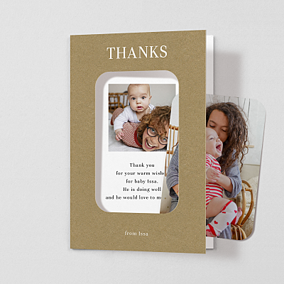 Magazine (window) kraft beige baby thank you cards Magazine (window) kraft beige baby thank you cards