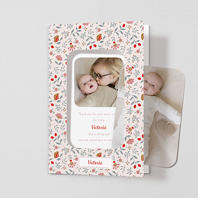 Flora (window) pink pink baby thank you cards Flora (window) pink pink baby thank you cards