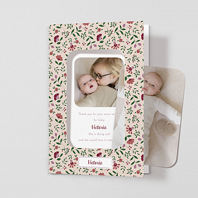 Flora (window) green green baby thank you cards Flora (window) green green baby thank you cards