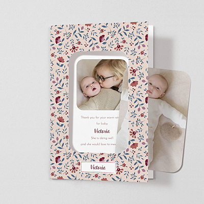 Flora (window) blue blue baby thank you cards Flora (window) blue blue baby thank you cards