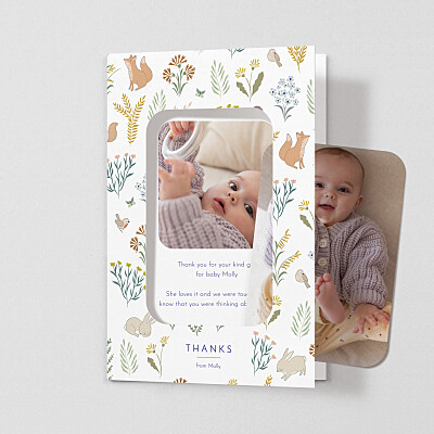 Woodland friends (window) green woodland baby thank you cards Woodland friends (window) green woodland baby thank you cards