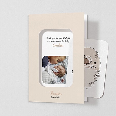 Sleepyhead (keepsake) pink beige baby thank you cards Sleepyhead (keepsake) pink beige baby thank you cards