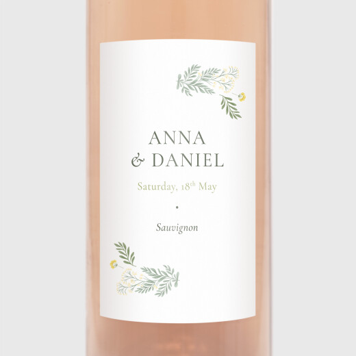 Wedding Wine Labels Enchanted Greenery White - View 1