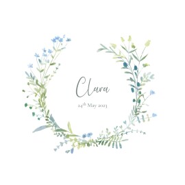Baby Announcements Wildflower Wreath (4 pages) Blue
