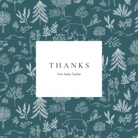 Baby Thank You Cards Woodland Wildlife (4 Pages) Blue
