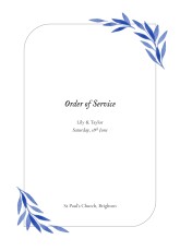 Wedding Order of Service Booklet Covers Botanical Embrace Blue