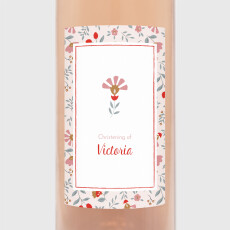 Christening Wine Labels Flora Pink