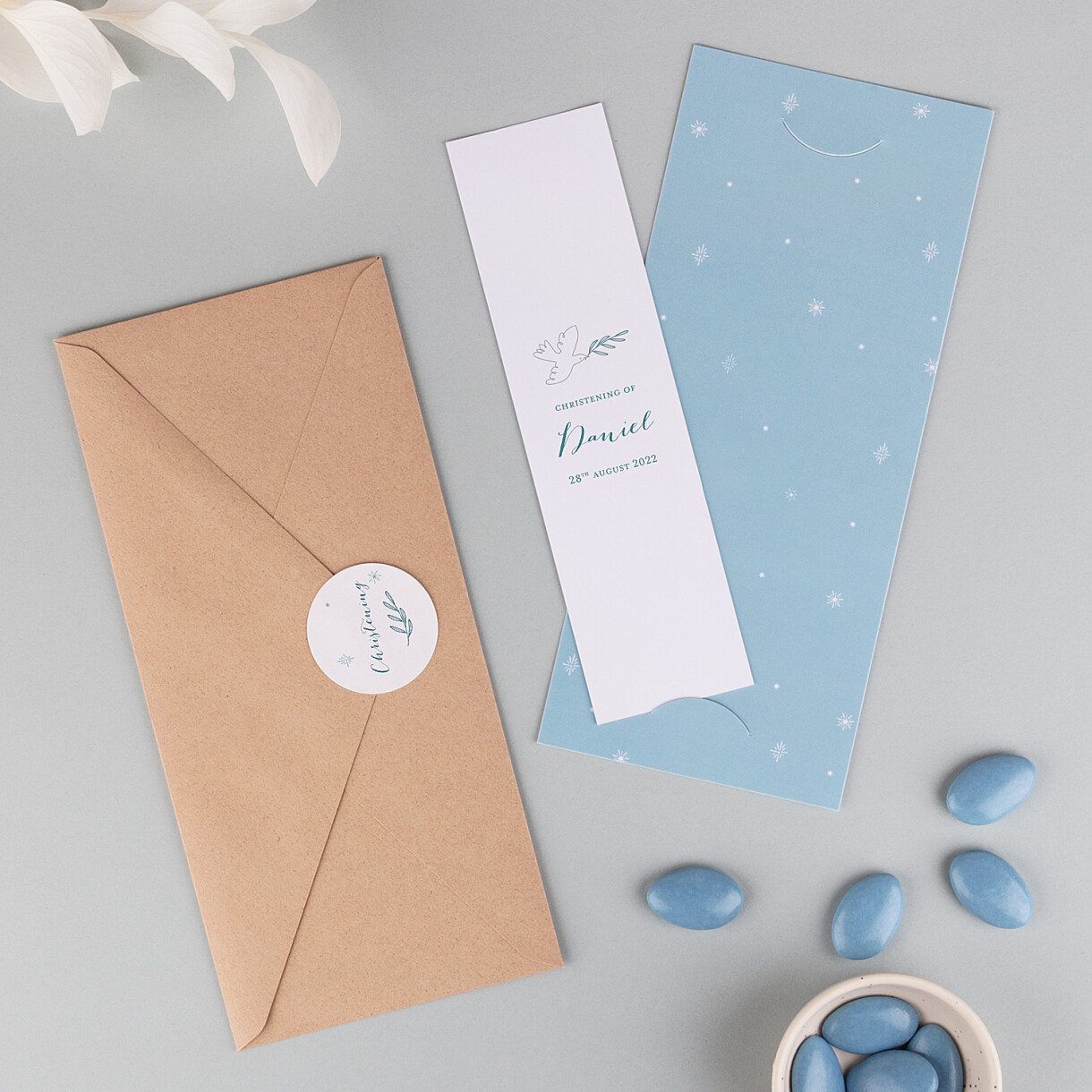 Delicate dove christening invitations Delicate dove christening invitations