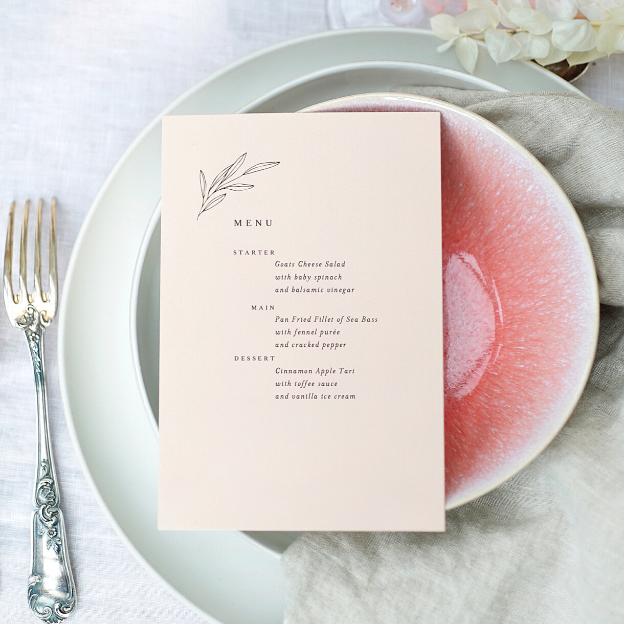 Budding branch christening menus Budding branch christening menus