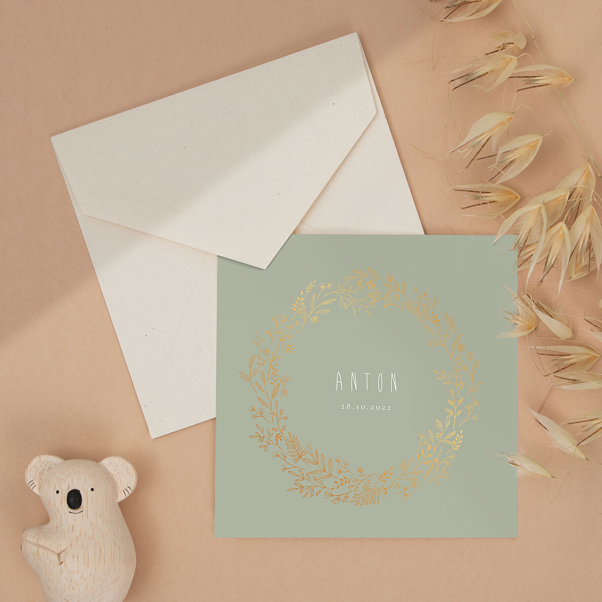 Baby's breath (foil) baby announcements
