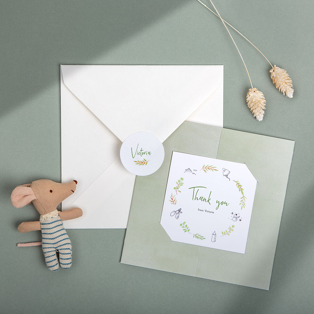 Botanical bliss baby thank you cards