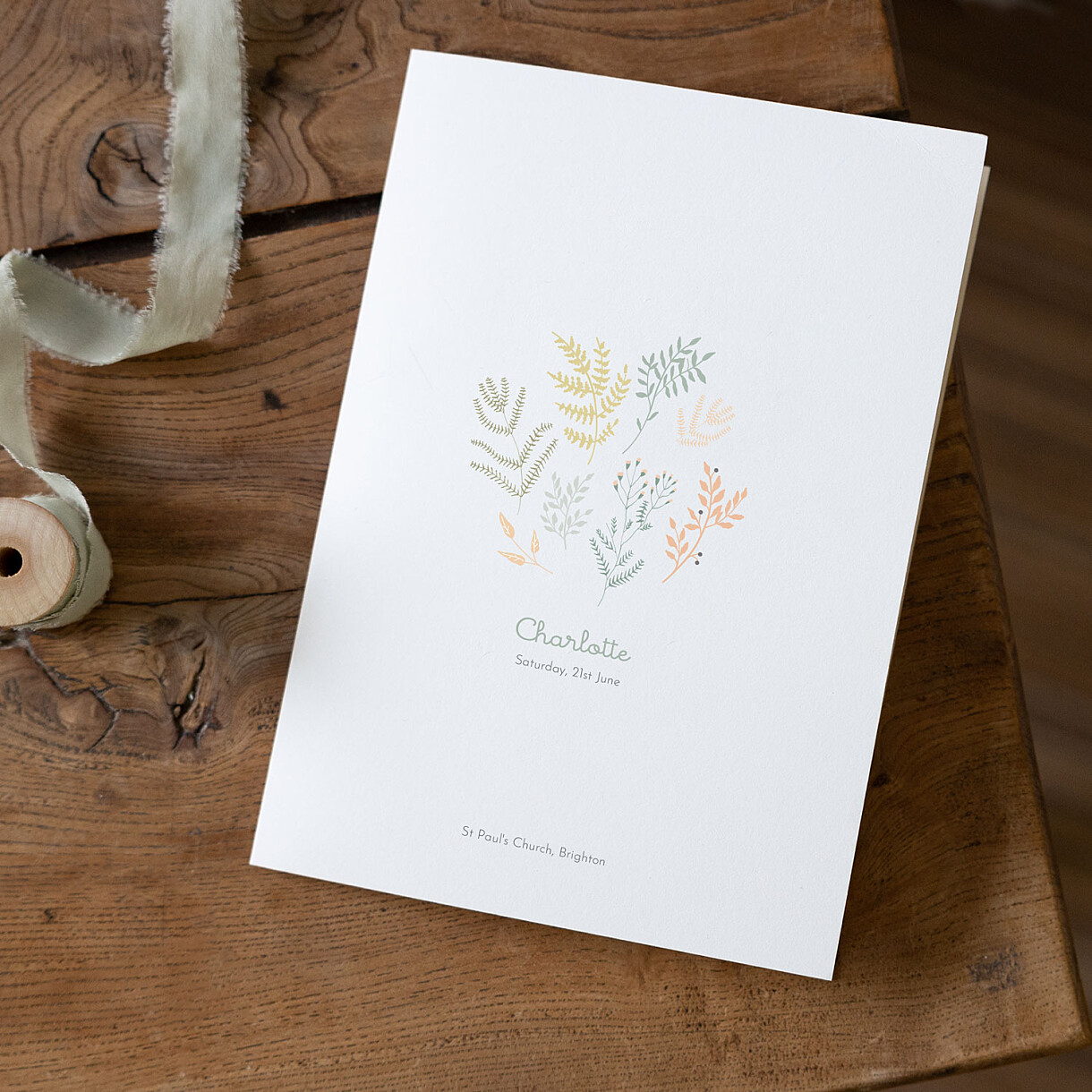 Liberty leaves christening order of service booklets